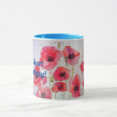 Red Poppies Young at Heart Aquarel Mok blauw (Midden)