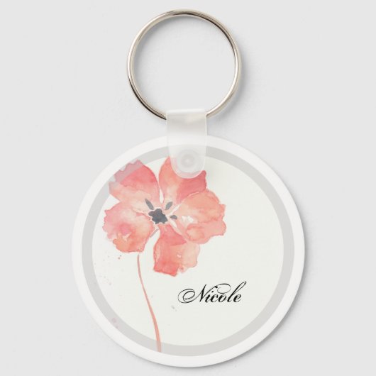 Red Poppy Add Name Sleutelhanger (Voorkant)