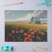 Red Poppy Afternoon, Op het Boerderij Tissuepapier (Craft)