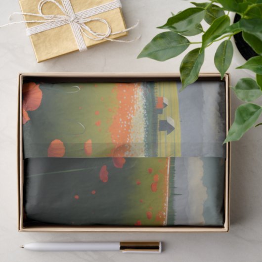 Red Poppy Afternoon, Op het Boerderij Tissuepapier (Geschenk)