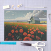 Red Poppy Afternoon, Op het Boerderij Tissuepapier (Craft)