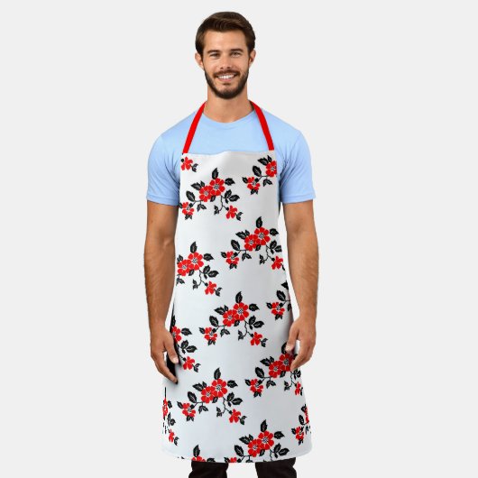 Red Poppy All-Over Print Apron Schort (Gedragen)