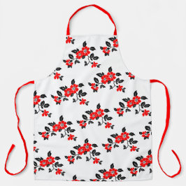 Red Poppy All-Over Print Apron Schort