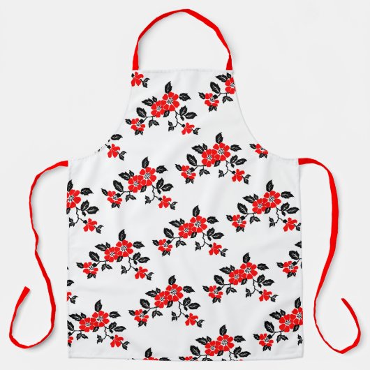 Red Poppy All-Over Print Apron Schort (Voorkant)