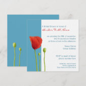 Red Poppy aqua Bridal Shower Kaart (Voorkant / Achterkant)