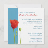 Red Poppy aqua Bridal Shower Kaart (Voorkant)