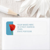 Red Poppy aqua Return Address Label (Insitu)