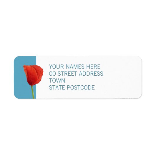 Red Poppy aqua Return Address Label (Voorkant)