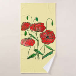 Red Poppy Art - Badhanddoek