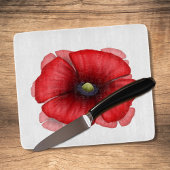 Red Poppy Art Decorative Glass Cutting Board Snijplank