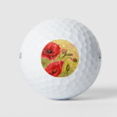 Red Poppy Art Golfballen (Voorkant)