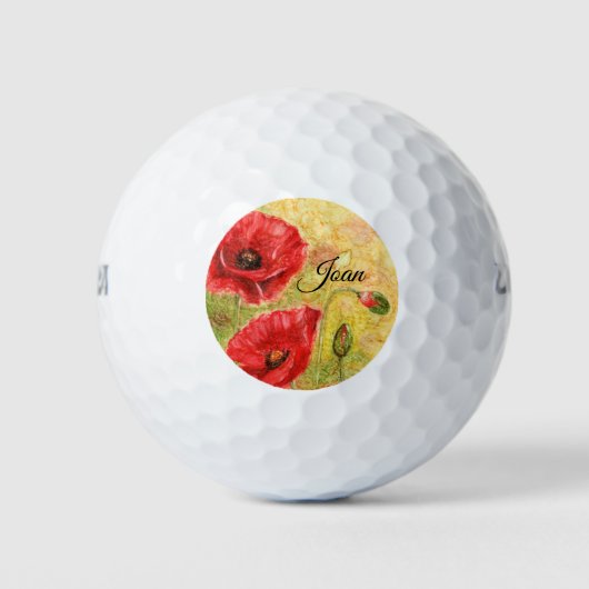 Red Poppy Art Golfballen (Voorkant)