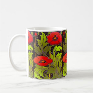Red Poppy Art Nouveau Klassieke Mok