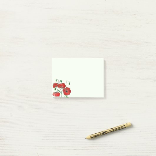 Red Poppy Art Post-it® Notes (Op bureau)