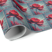 Red Poppy Artistic Abstract Cadeaupapier (Rol Hoek)