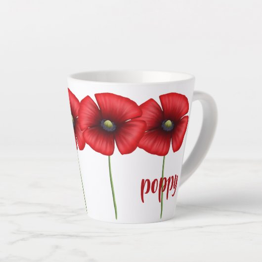 Red Poppy August Geboorte Bloem Kleine Latte Mok (Rechterhoek)