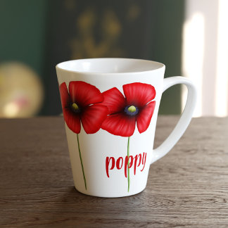 Red Poppy August Geboorte Bloem Kleine Latte Mok