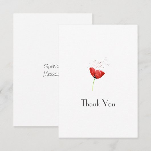 Red Poppy Bedankkaart (Voorkant / Achterkant)