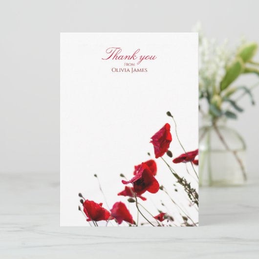Red Poppy Bedankt kaarten (Staand voorkant)