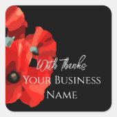 Red Poppy Bedankt Square Sticker (Voorkant)