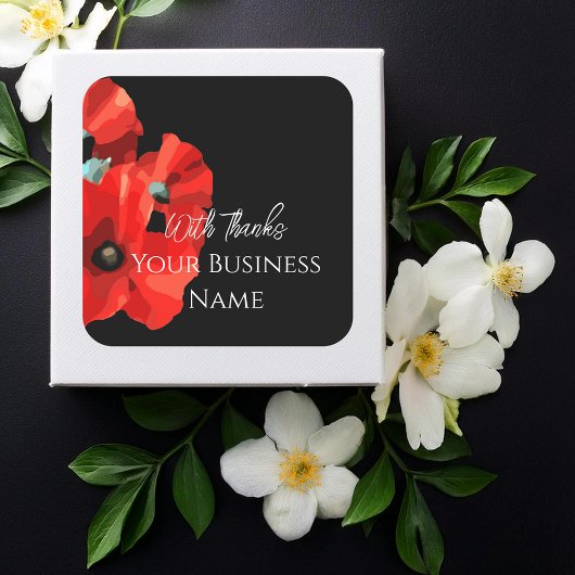 Red Poppy Bedankt Square Sticker