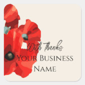 Red Poppy Bedankt Square Sticker (Voorkant)