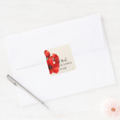 Red Poppy Bedankt Square Sticker (Envelop)