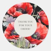 Red Poppy Bedankt voor uw bestelling Ronde Sticker (Voorkant)