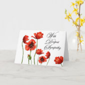 Red Poppy Bereavement (met diepste sympathie) Kaart (Gele Bloem)