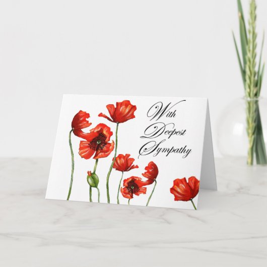 Red Poppy Bereavement (met diepste sympathie) Kaart (Voorkant)