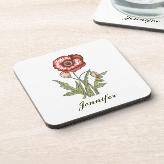 Red Poppy  Bier Onderzetter (Linkerzijde)