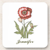 Red Poppy  Bier Onderzetter (Voorkant)