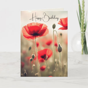 Red Poppy Birthday Kaart