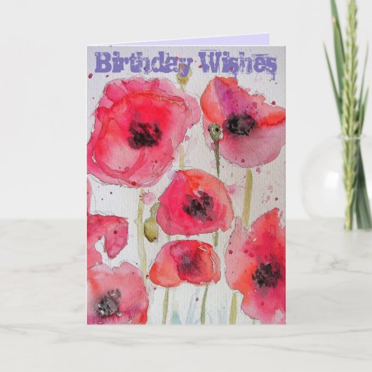 Red Poppy-blaasjes voor ventilatorWaterverf Kaart (Voorkant)