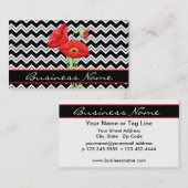 Red Poppy Black White Chevron Zizzag Custom Visitekaartje (Voorkant / Achterkant)