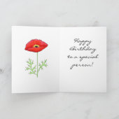 Red Poppy Black & White Zizzag Chevron Birthday Kaart (Binnen)