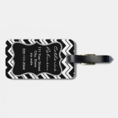 Red Poppy Black White Zizzag Chevron Custom Bagagelabel (Achterkant horizontaal)