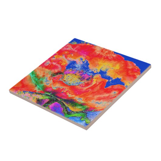 Red Poppy-blauw Tegeltje (Zijkant)