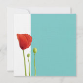 Red Poppy blauwgroen Wedding Invitation Kaart (Achterkant)