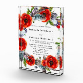 Red Poppy Boho Feathers Keepomwille Wedding Invite Fotoblokken (Rechts)