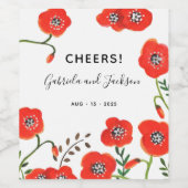 Red Poppy bruiloft Wijn Etiket (Enkel label)