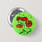 Red Poppy Button Green - Uw kleuren (Voorkant /achterkant)