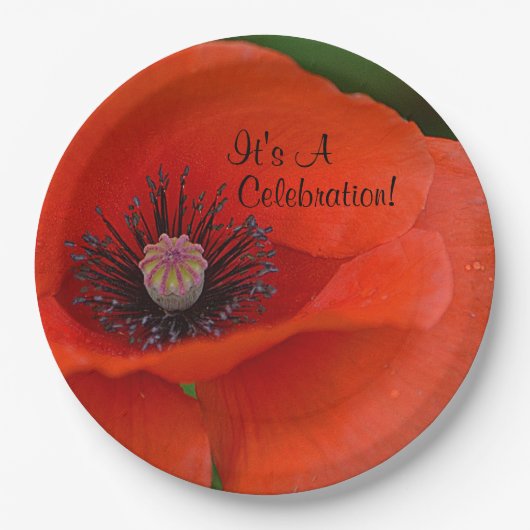 Red Poppy Celebration Papieren Bordje (Voorkant)