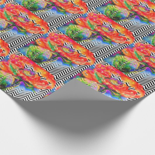 Red Poppy chevron Cadeaupapier (Hoek)