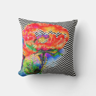 Red Poppy-chevron Kussen