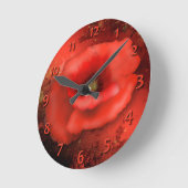 Red Poppy Clock Ronde Klok (Hoek)