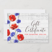 Red Poppy Cornflower Rustic Cadeaubont Kaart (Voorkant)
