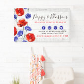 Red Poppy & Cornflower Rustic Wood Floral Boutique Spandoek (Insitu)