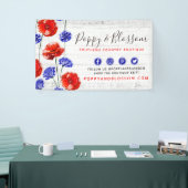 Red Poppy & Cornflower Rustic Wood Floral Boutique Spandoek (Beurs)