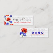 Red Poppy & Cornflower Rustic Wood Social Media Mini Visitekaartje (Voorkant / Achterkant)